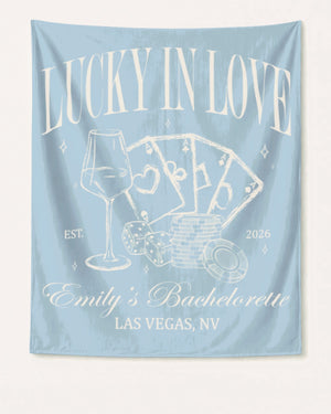 Lucky In Love Wine Cards Banner Chambray