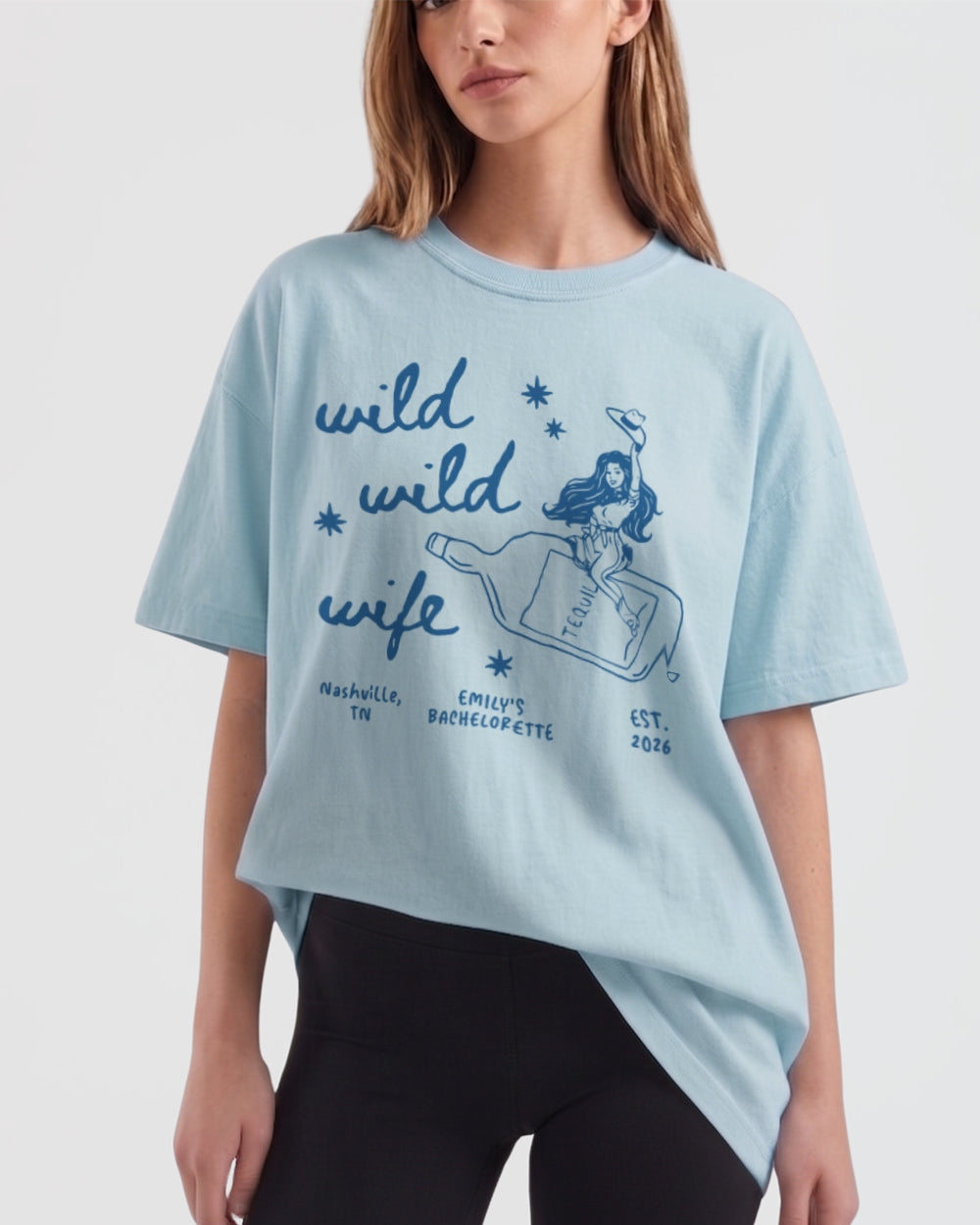 Wild Wild Wife Cowgirl Tequila T-Shirt Chambray