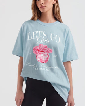 Man, I Feel Like A Bride & Let's Go Girls Disco T-Shirt Chambray