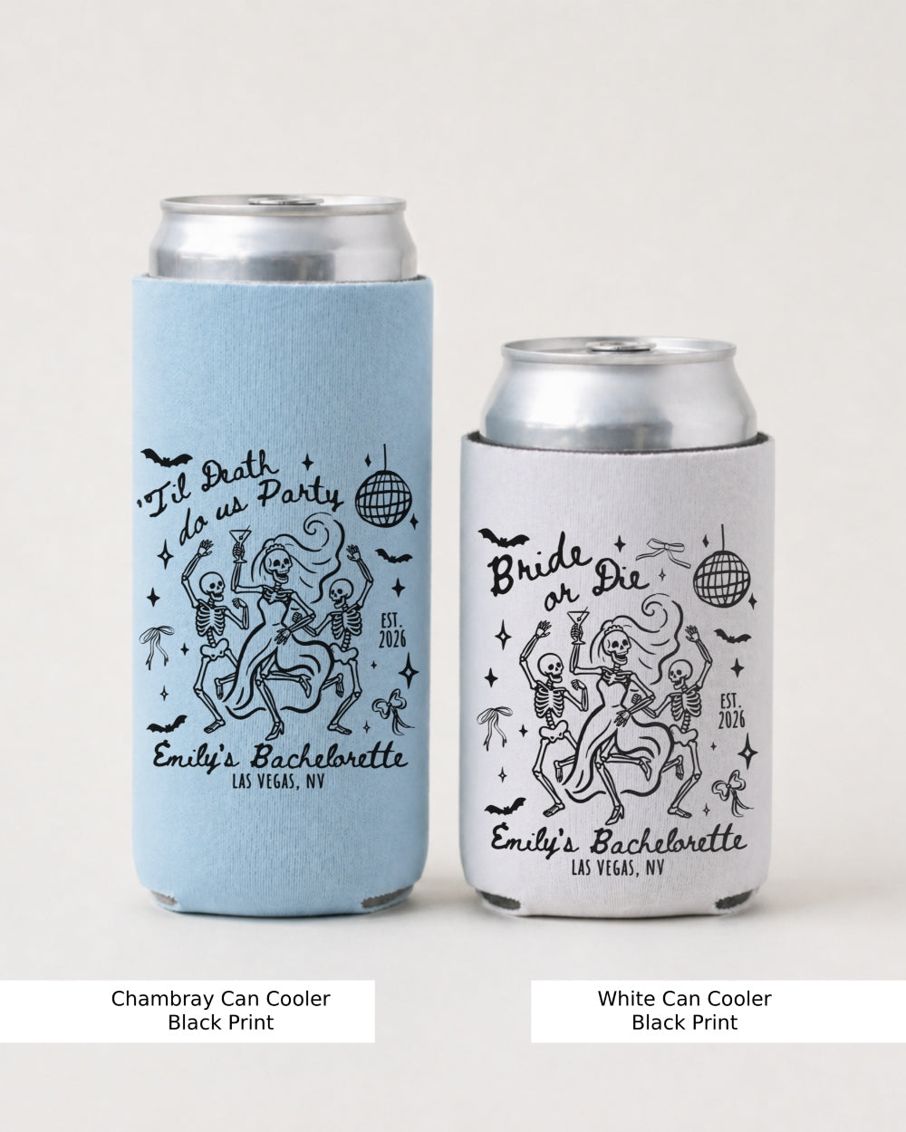 Til death do us party - Dancing Skeletons Can Cooler Chambray