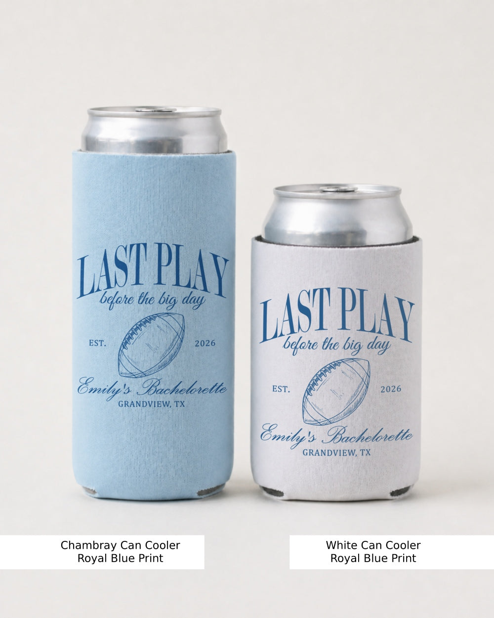 Last Play Before the Big Day - Football Can Cooler Chambray