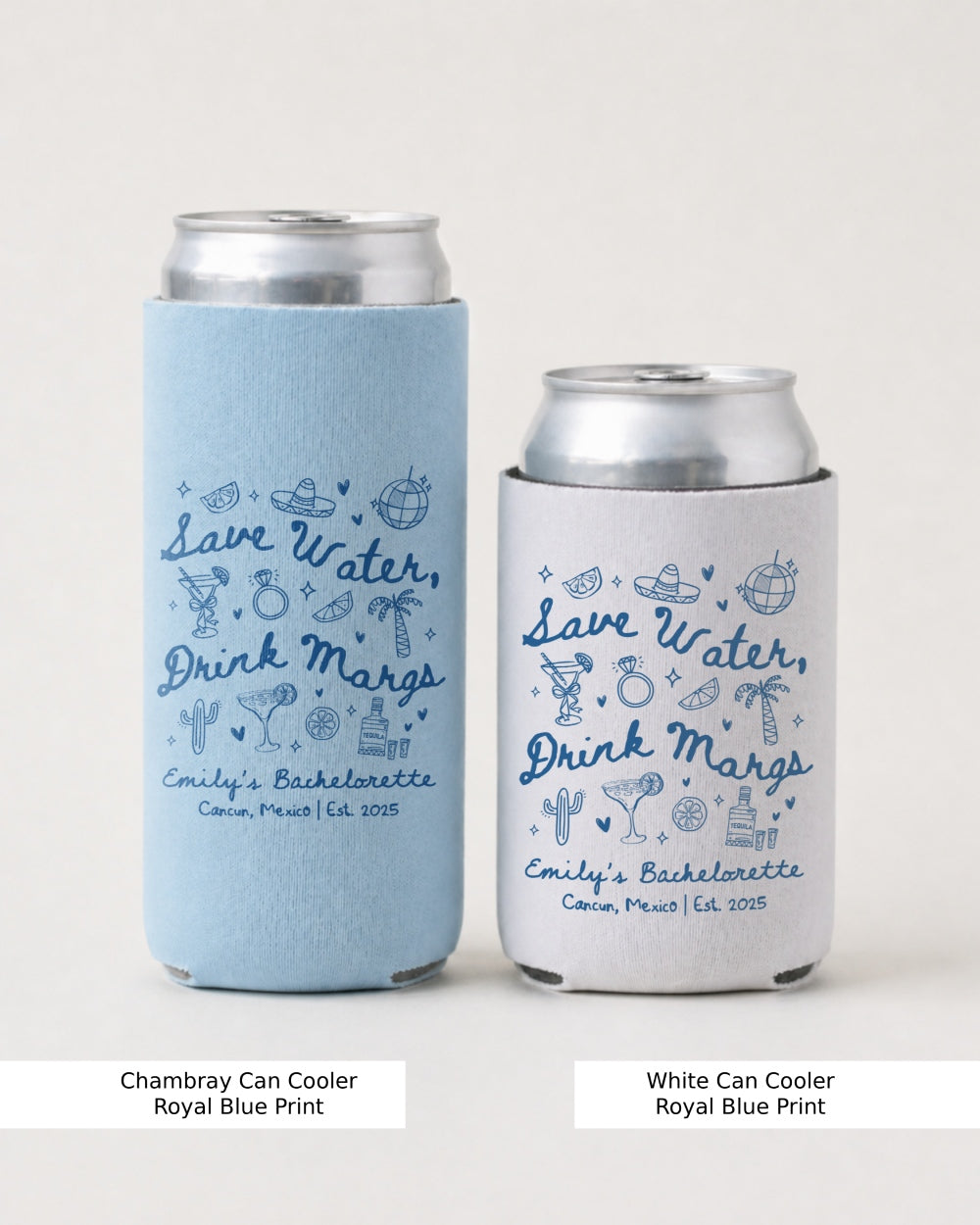 Save Water Drink Margs Can Cooler Chambray