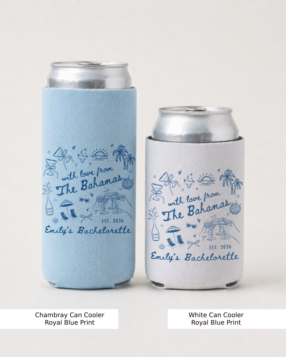 With Love from The Bahamas Can Cooler Chambray
