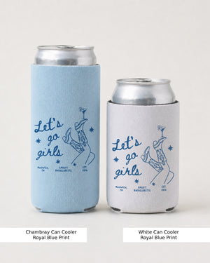 Slim can cooler with minimalist line-art script design for bachelorette parties and girls trip weekends. Keeps drinks cold for the whole crew from pregame to the party bus.