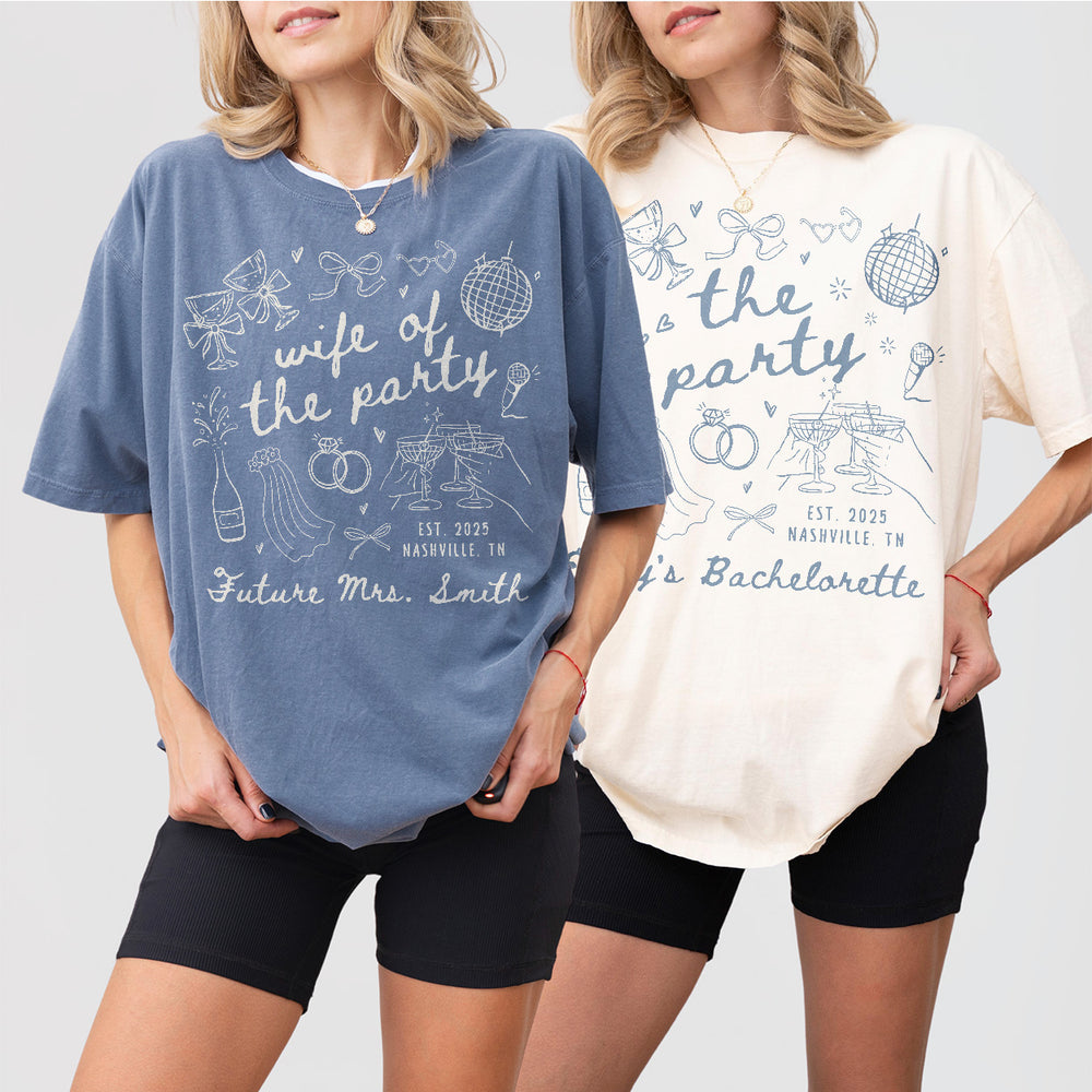 Comfort Colors® Wife of The Party Bachelorette Party Matching Shirts Custom Bachelorette Shirt Personalized Future Mrs Tee Bridal Party Gift - matching Image