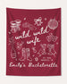 Bride and bachelorette crew banner with Wild Wild Wife playful line-art theme. Personalized with bride name, party destination, and EST. year for the full bachelorette weekend setup.