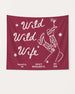 Bachelorette weekend party banner with Wild Wild Wife cowgirl and martini theme. Personalized with bride name, destination city, and year for the full celebration setup.