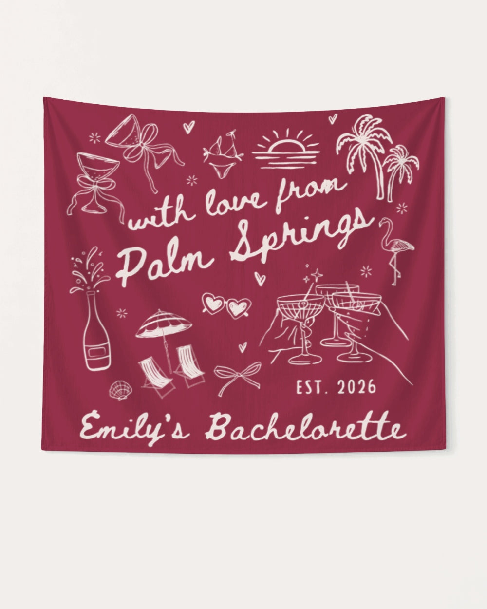 With Love from Palm Springs Banner Crimson
