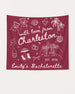 Matching bachelorette party banners with hand-drawn doodle art and script lettering for the bride crew. Personalized with bride name, destination city, and wedding year for any weekend celebration.