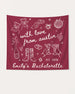 Bachelorette party banner with whimsical doodle art and script lettering for the bride's Austin weekend. Personalized with bride name, destination city, and year for the whole crew.