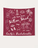 Matching bachelorette party banner with whimsical line-art doodles and hand-drawn script, personalized with bride name, destination, and year for any beach or coastal weekend getaway.