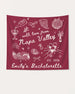 Bride and bridal party bachelorette weekend banner with Napa Valley wine country theme and minimalist doodle art. Personalized with bride name, year, and destination city.