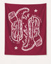 Settlin' Down & Saddlin' Up Cowgirl Boots Banner Crimson