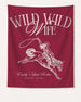 Vintage-style bachelorette party banner with Last Rodeo script lettering and cowgirl illustration. Personalized with bride name, destination city, and wedding year for the whole crew.