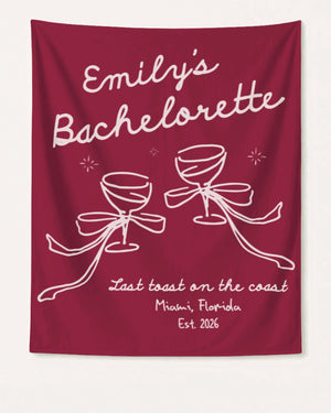 Last Toast on the Coast - Bow Cocktail Bach Banner Crimson
