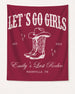 Large party banner for a country western bachelorette celebration, vintage cowboy boot and hat motifs with script typography. Bride name, year, and city customizable for the whole crew.