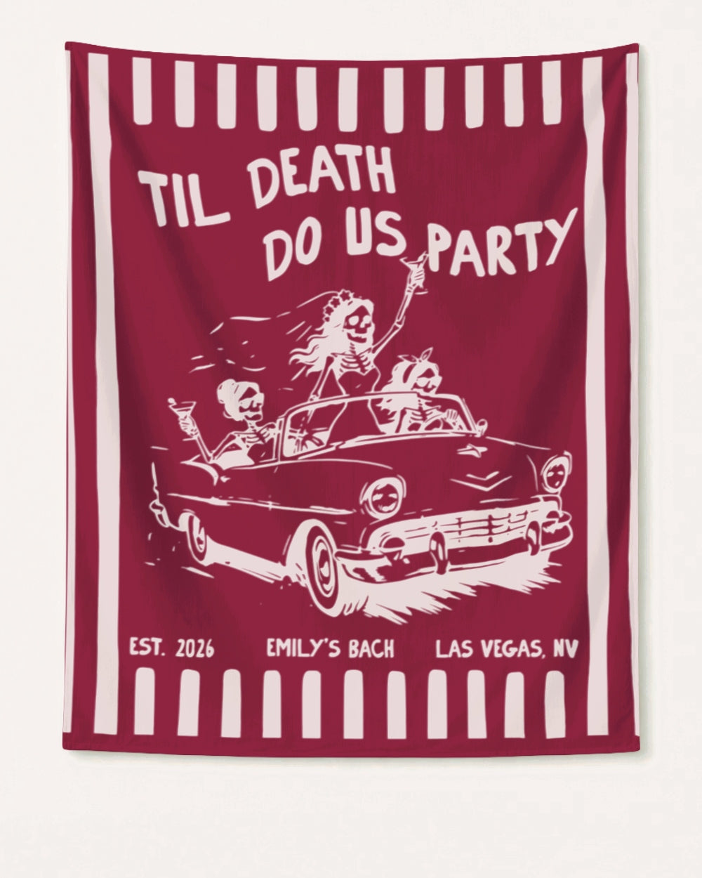 Bride or Die and Ride or Die Stripes Banner Crimson