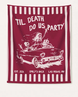 Bride or Die and Ride or Die Stripes Banner Crimson