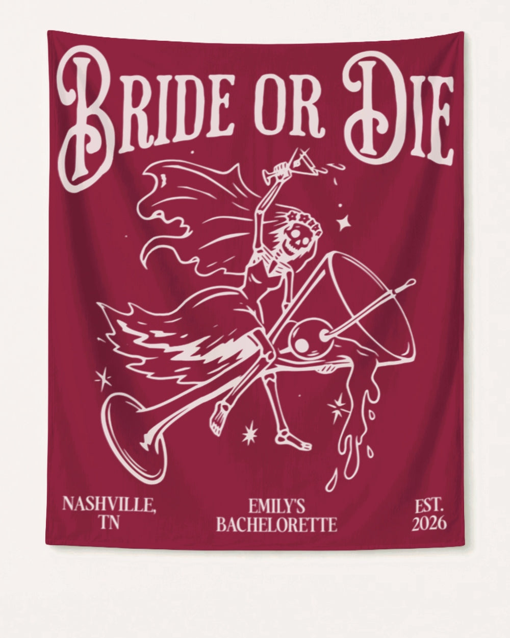 Bride or Die and Ride or Die with Martini Banner Crimson