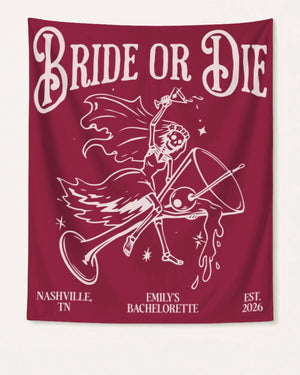 Bride or Die and Ride or Die with Martini Banner Crimson