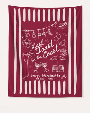 Last toast on the coast - Stripes Banner Crimson
