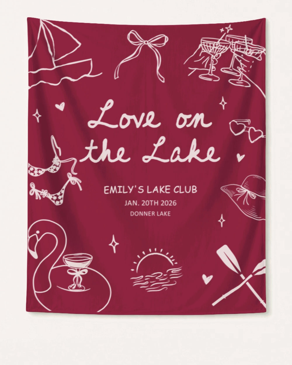 Love on the Lake Banner Crimson