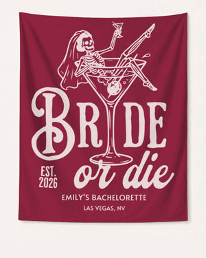 Bride or Die and Ride or Die Banner Crimson