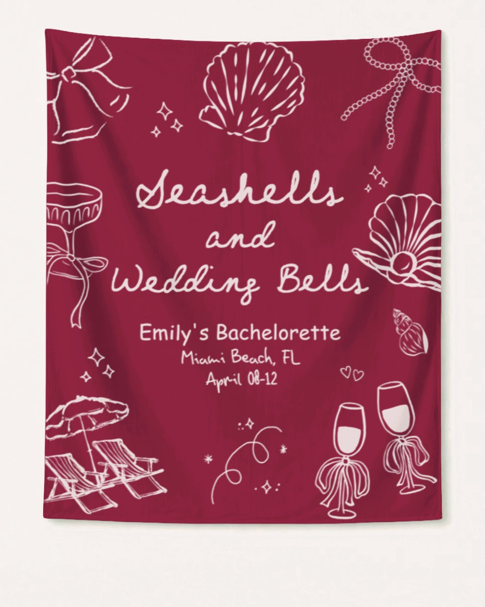 Seashells & Wedding Bells Banner Crimson
