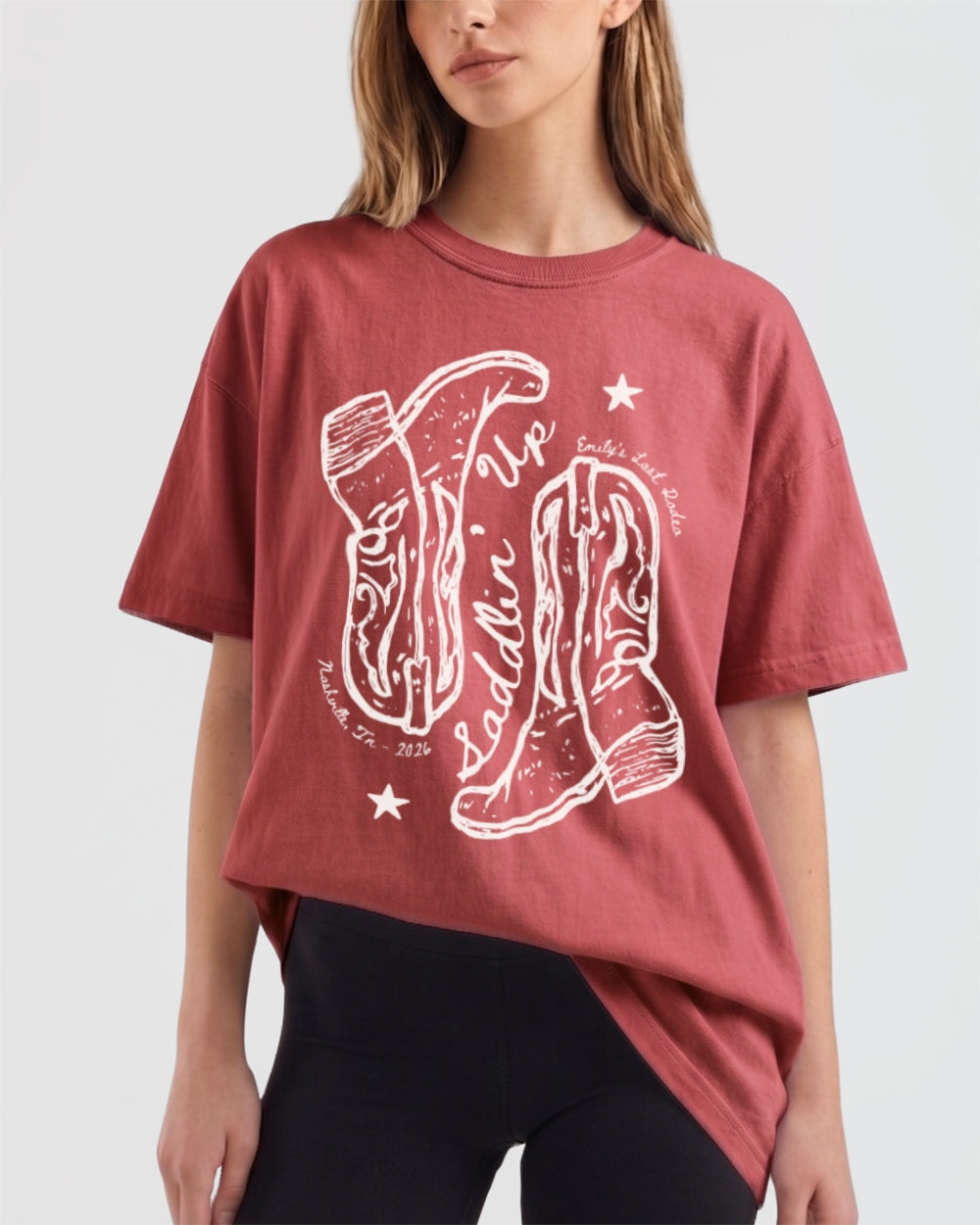 Settlin' Down & Saddlin' Up Cowgirl Boots T-Shirt Crimson