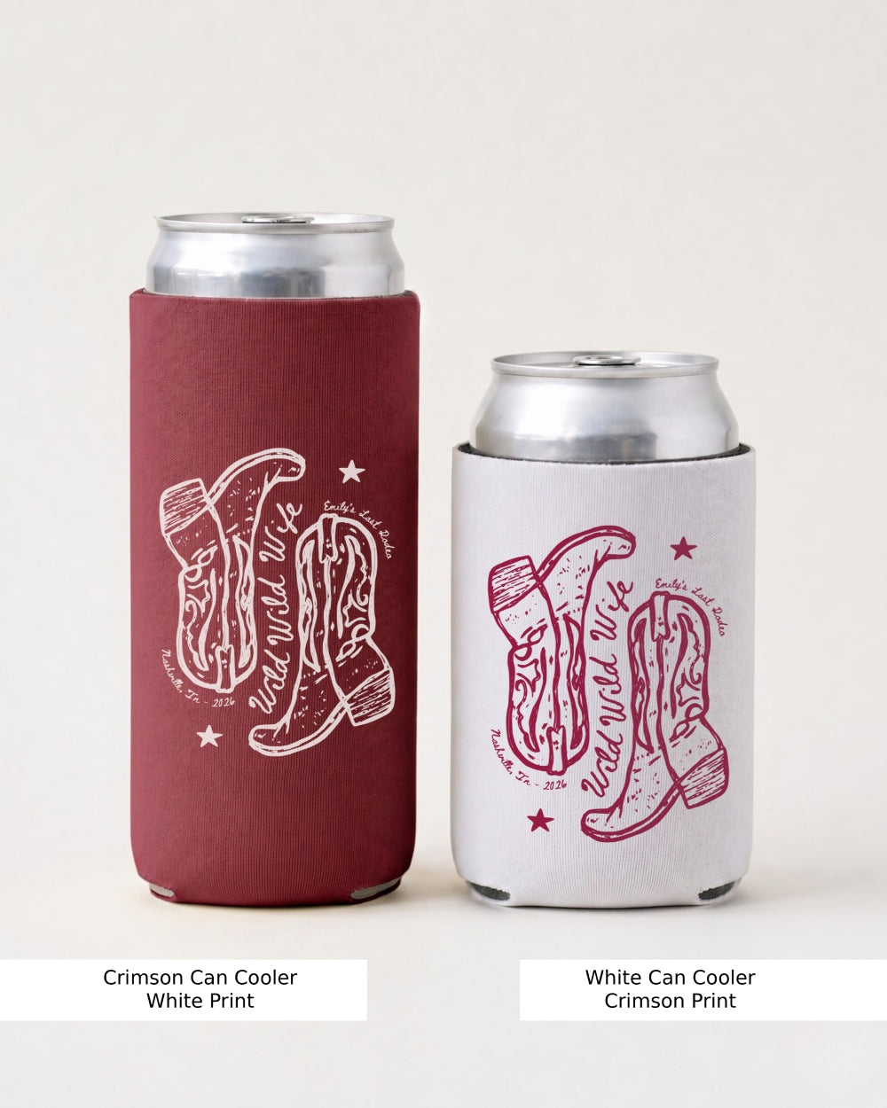 Personalized bride can cooler for last rodeo parties and matching western drink favors