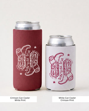 Personalized bride can cooler for last rodeo parties and matching western drink favors