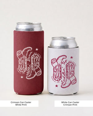 Settlin' Down & Saddlin' Up Cowgirl Boots Can Cooler Crimson