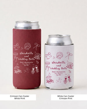 Seashells & Wedding Bells Can Cooler Crimson