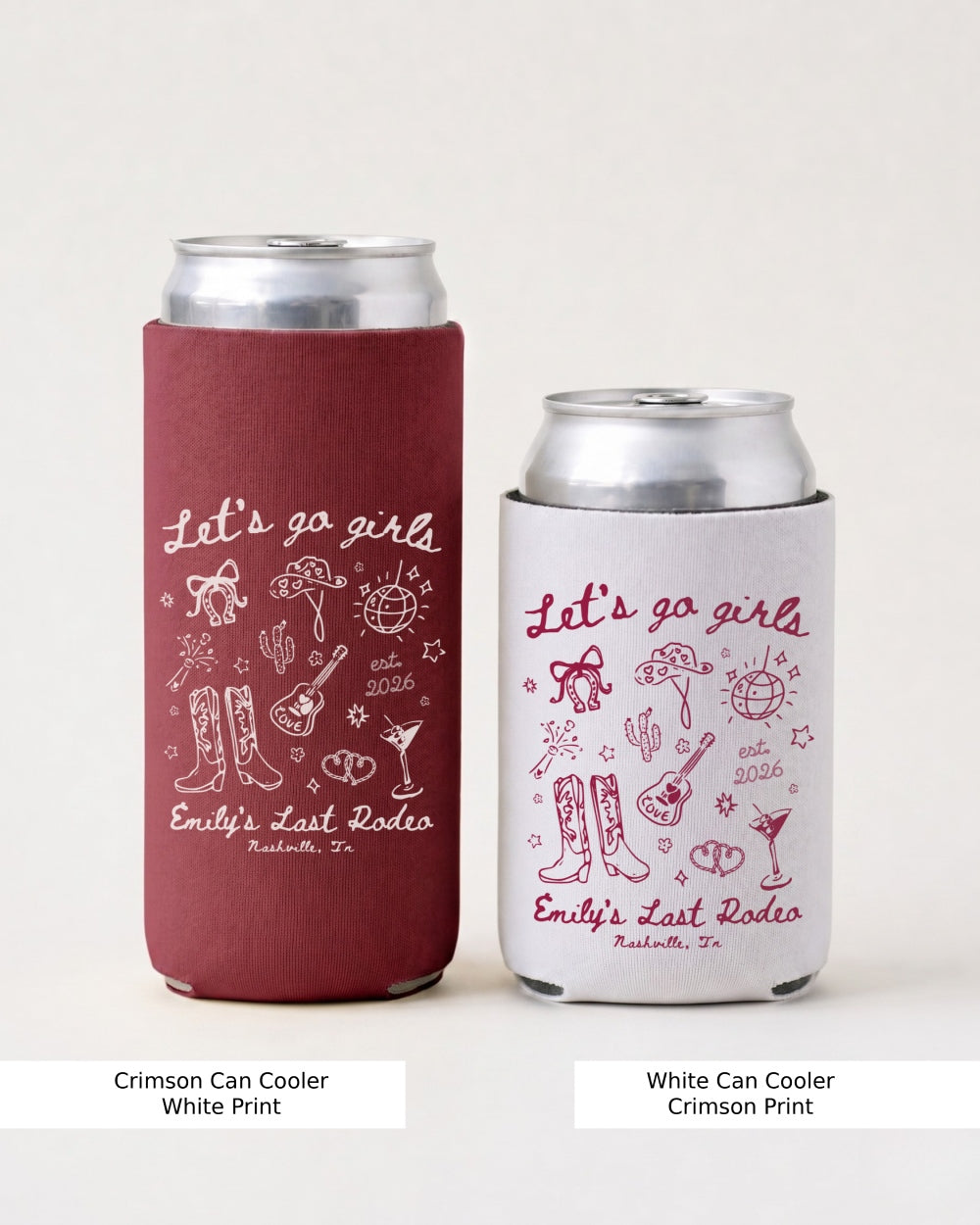 Let's Go Girls Cowgirl Party Can Cooler Crimson