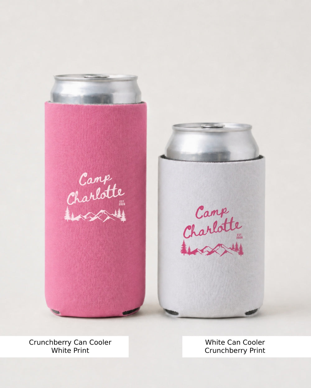 Camp Name Rustic Mountain Party Can Cooler Crunchberry