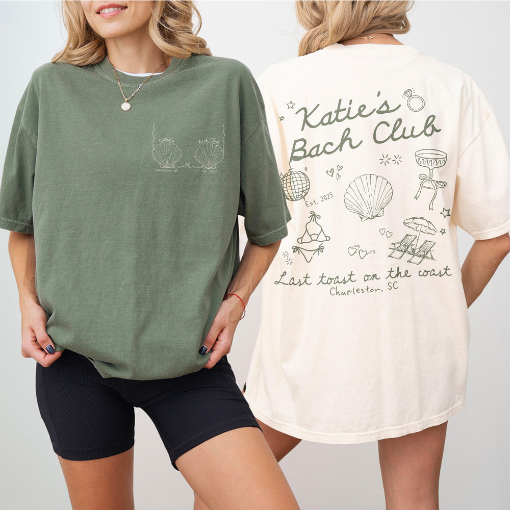 Custom Beach Bach Club Bachelorette Shirt Last Toast on The Coast Bachelorette Personalized Seashell Bachelorette Coastal Bach Party Tshirt - matching Image