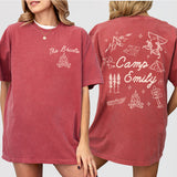 Custom Camp Bach Shirt Personalized Camping Bachelorette Party Matching Tshirt Girls Weekend Trip Hiking Lake Mountain Bride Bridesmaid Gift - Crimson Product Image