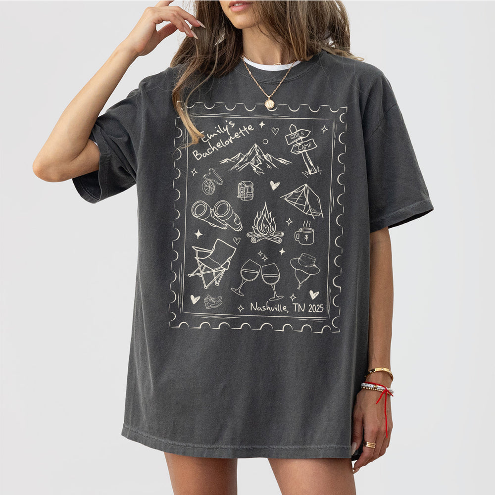 Pepper cotton camping shirt for the bride or bridesmaids at a bachelorette weekend, mountain wedding, or nature-themed bridal party celebration