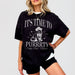 Cat themed bachelorette party shirt printed with "Getting Meowied" slogan, perfect for the bride-to-be or bridal party on the wedding weekend