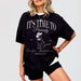 Fitted black cotton bachelorette party shirt with whimsical cat and "Getting Meowied" bride-to-be design for fun bridal celebrations