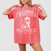 Watermelon cotton bachelorette party shirt with cat graphic and "Getting Meowied" text, perfect for the bride-to-be or bridal party gift