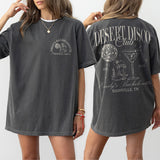 Cotton bachelorette party shirts in pepper color featuring disco and western designs, perfect for a luxury desert bachelorette celebration