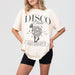 Ivory cotton shirts for a fun disco-themed bachelorette party, perfect for the bride and bridal party to dance the night away