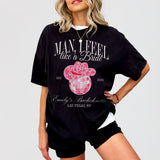 Glittery black cotton bachelorette party shirt with fun disco cowgirl and bride graphics for Nashville bachelorette celebrations