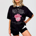 Glittery black cotton bachelorette party shirt with fun disco cowgirl and bride graphics for Nashville bachelorette celebrations