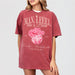 Cotton bachelorette party shirt in crimson with cowgirl-inspired disco bride and wedding party graphics for Nashville bach celebrations