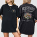 Custom black cotton bachelorette shirt with wildflower floral design, perfect for the bride-to-be on her last fling before the ring
