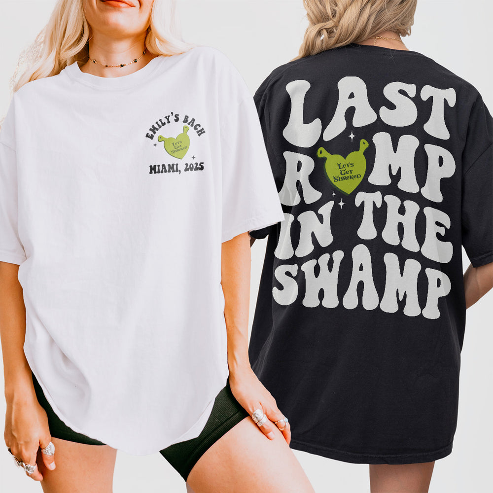 Custom Last Romp in the Swamp Bachelorette Comfort Colors Shirt Personalized Same Swamp Forever Funny Bach Party Matching TShirt Bridesmaid - matching Image