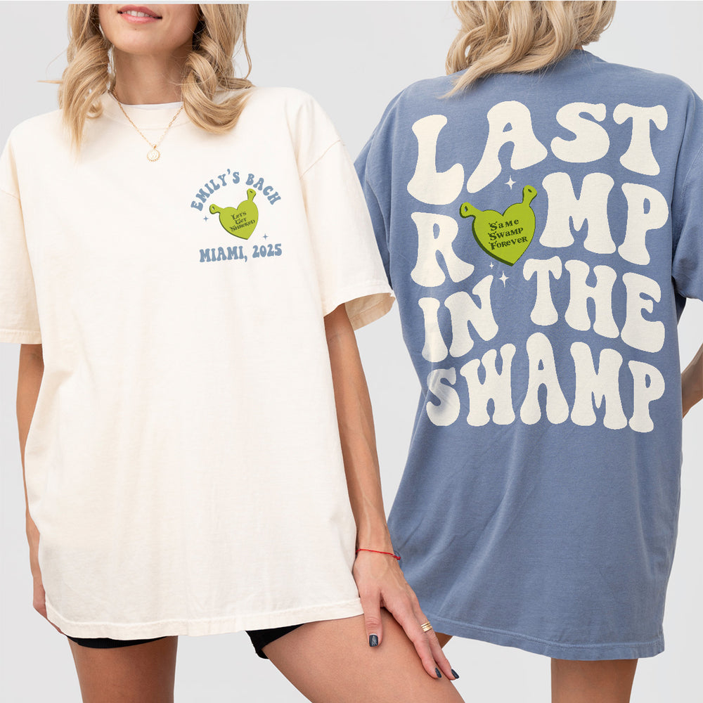 Custom Last Romp in the Swamp Bachelorette Comfort Colors Shirt Personalized Same Swamp Forever Funny Bach Party Matching TShirt Bridesmaid - matching Image
