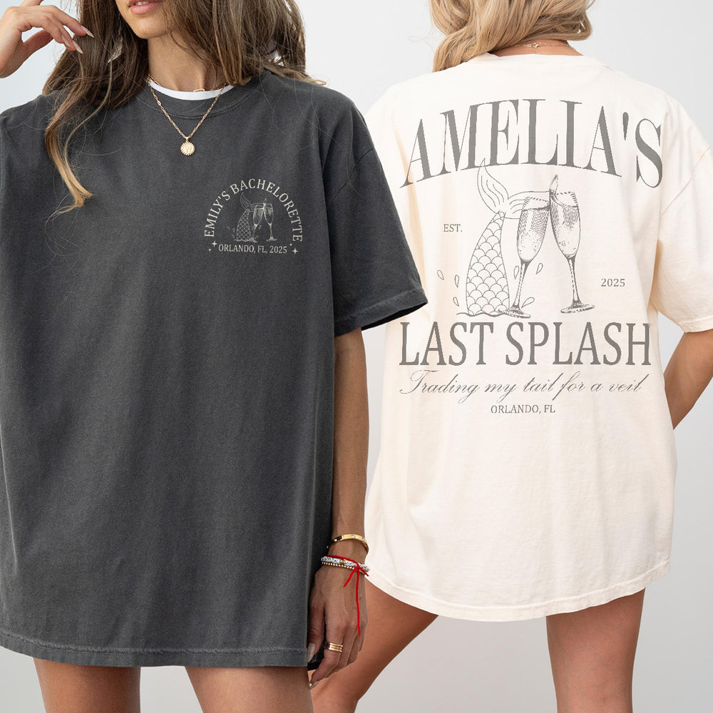 Custom Last Splash Bachelorette Party Shirt Personalized Mermaid Vacation Bridesmaid Long Sleeve Tshirt Bridal Party Matching Tee Bride Team - matching Image